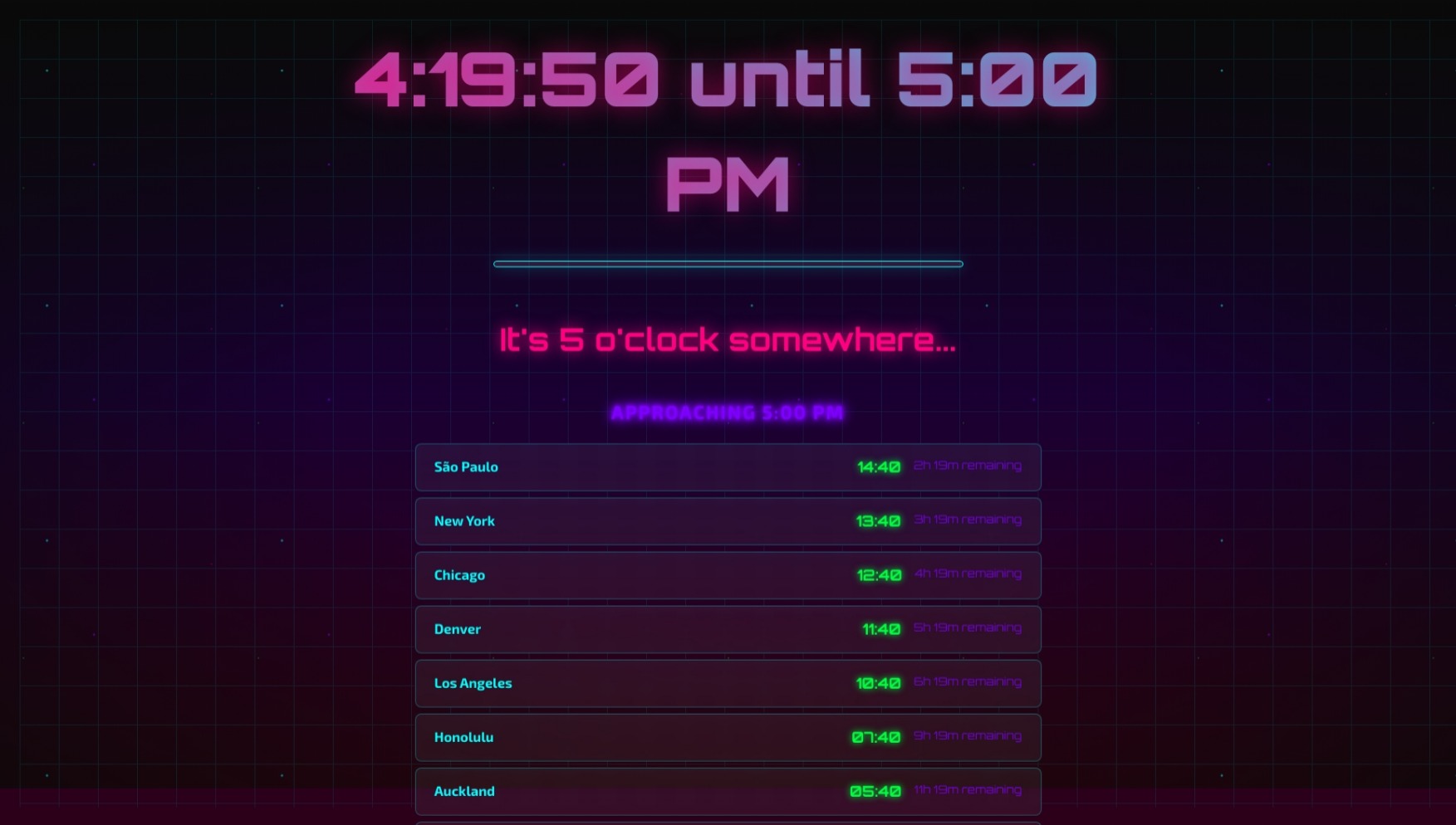 Five-o-clock screenshot